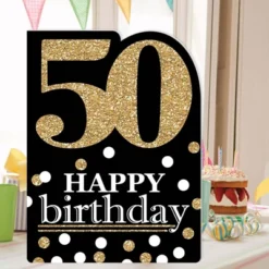 Big Dot Of Happiness Adult 50th Birthday - Gold - Happy Birthday Giant Greeting Card - Big Shaped Jumborific Card