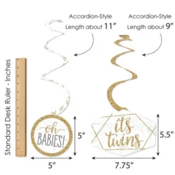 Big Dot Of Happiness It's Twins - Gold Twins Baby Shower Hanging Decor - Party Decoration Swirls - Set Of 40 -Party Planers Store GUEST ee893c13 4b85 4fd6 be80 a77ec9bbae06