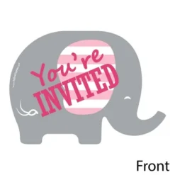 Big Dot Of Happiness Pink Elephant - Shaped Fill-in Invitations - Girl Baby Shower Or Birthday Party Invitation Cards With Envelopes - Set Of 12