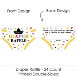 Big Dot Of Happiness Let's Fiesta - Diaper Shaped Raffle Ticket Inserts - Fiesta Baby Shower Activities - Diaper Raffle Game - Set Of 24