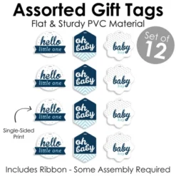 Big Dot Of Happiness Hello Little One - Blue And Silver - Assorted Hanging Boy Baby Shower Favor Tags - Gift Tag Toppers - Set Of 12 -Party Planers Store GUEST f15798c4 7d25 478a aac7 e89c814371c8