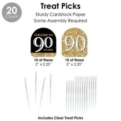 Big Dot Of Happiness Adult 90th Birthday - Gold - Birthday Party Favors And Cupcake Kit - Fabulous Favor Party Pack - 100 Pieces -Party Planers Store GUEST f28d87ce 683d 46a6 aba6 1ea5da861dd1