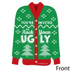 Big Dot Of Happiness Ugly Sweater - Shaped Fill-in Invitations - Holiday And Christmas Party Invitation Cards With Envelopes - Set Of 12