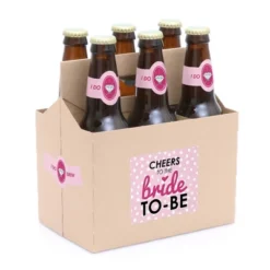 Big Dot Of Happiness Bride-To-Be - Bridal Shower & Classy Bachelorette Party Decorations For Women - 6 Beer Bottle Label Stickers And 1 Carrier