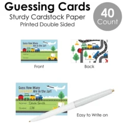 Big Dot Of Happiness Cars, Trains, And Airplanes - How Many Candies Transportation Birthday Party Game - 1 Stand And 40 Cards - Candy Guessing Game -Party Planers Store GUEST f6c59736 6246 46cf af76 41958de0e6dc