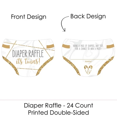 Big Dot Of Happiness It’s Twins - Diaper Shaped Raffle Ticket Inserts - Gold Twins Baby Shower Activities - Diaper Raffle Game - Set Of 24 3 Big Dot Of Happiness It’s Twins - Diaper Shaped Raffle Ticket Inserts - Gold Twins Baby Shower Activities - Diaper Raffle Game - Set Of 24