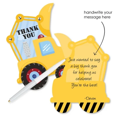 Big Dot Of Happiness Construction Truck - Shaped Thank You Cards - Baby Shower Or Birthday Party Thank You Note Cards With Envelopes - Set Of 12 3 Big Dot Of Happiness Construction Truck - Shaped Thank You Cards - Baby Shower Or Birthday Party Thank You Note Cards With Envelopes - Set Of 12