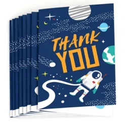 Big Dot Of Happiness Blast Off To Outer Space - Rocket Ship Baby Shower Or Birthday Party Thank You Cards (8 Count)