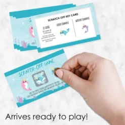 Big Dot Of Happiness Narwhal Girl - Under The Sea Baby Shower Or Birthday Party Game Scratch Off Cards - 22 Count