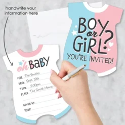 Big Dot Of Happiness Baby Gender Reveal - Shaped Fill-In Invitations - Team Boy Or Girl Party Invitation Cards With Envelopes - Set Of 12