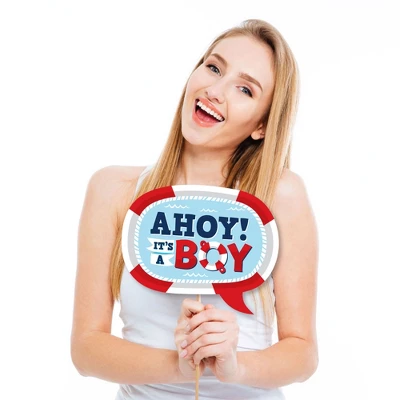 Big Dot Of Happiness Ahoy It's A Boy - Nautical Baby Shower Photo Booth Props Kit - 20 Count 4 Big Dot Of Happiness Ahoy It's A Boy - Nautical Baby Shower Photo Booth Props Kit - 20 Count - Image 2