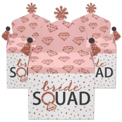 Big Dot Of Happiness Bride Squad - Treat Box Party Favors - Rose Gold Bridal Shower Or Bachelorette Party Goodie Gable Boxes - Set Of 12