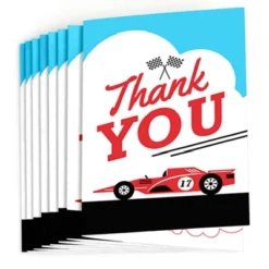 Big Dot Of Happiness Let's Go Racing - Racecar - Baby Shower Or Race Car Birthday Party Thank You Cards (8 Count)