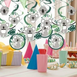 Party Planers Store 18 Big Dot Of Happiness Koala Cutie - Bear Birthday Party And Baby Shower Hanging Decor - Party Decoration Swirls - Set Of 40