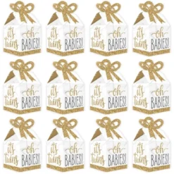 Big Dot Of Happiness It's Twins - Square Favor Gift Boxes - Gold Twins Baby Shower Bow Boxes - Set Of 12 -Party Planers Store GUEST ffc23844 62cb 4053 9527 b5e80f798551